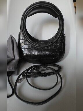 Han Wen Studio Nino Handle Bag in black croc-embossed calfskin